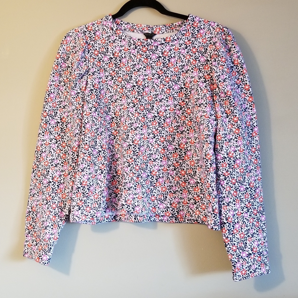 Puff sleeve floral sweatshirt